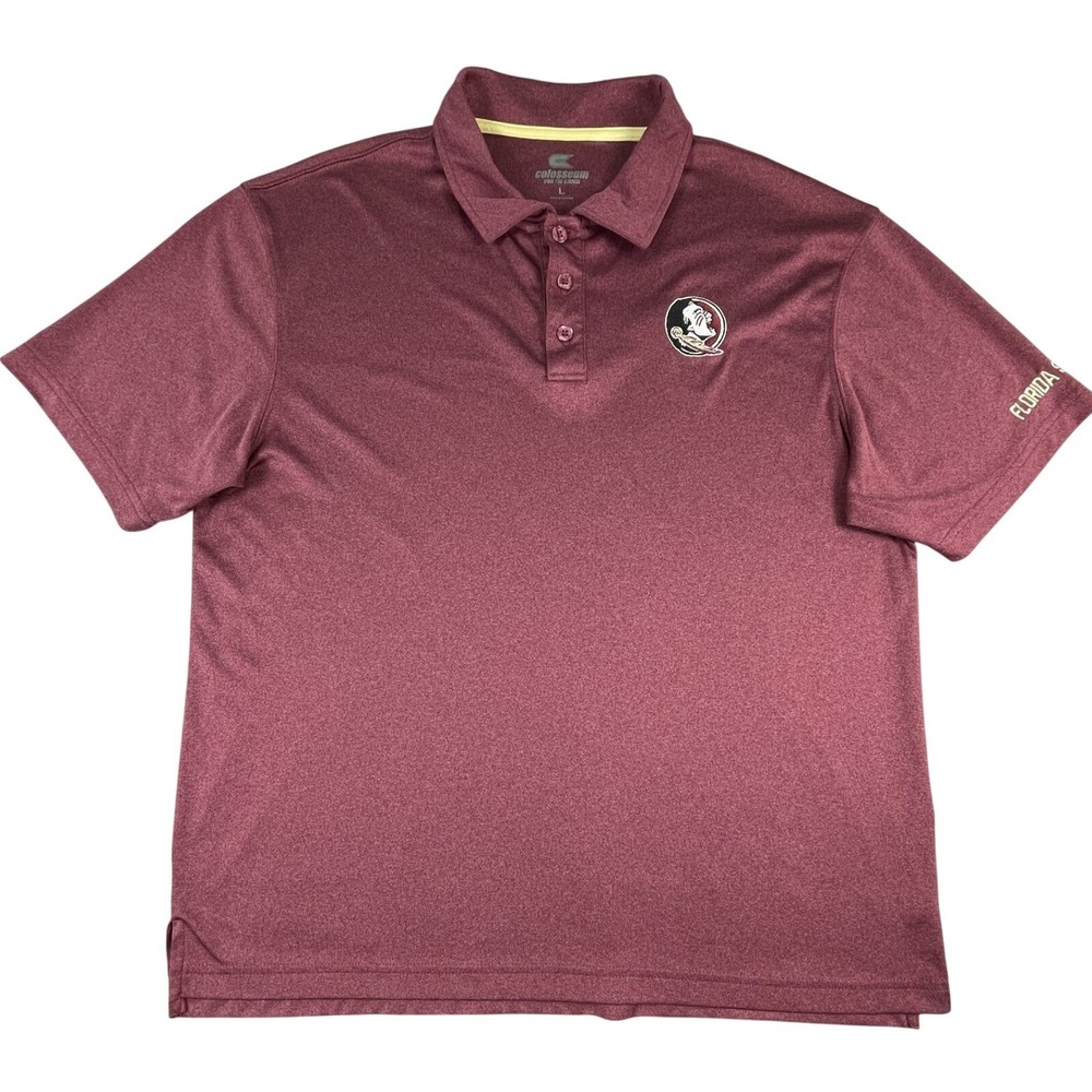 Colosseum Polo Shirt Mens L Maroon Florida State Seminoles NCAA Athletic Logo